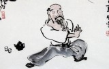 【已售】李胜春三尺斗方国画人物《道法自然》