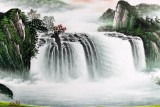 【已售】吴东小六尺聚宝盆山水画《旭日祥云》