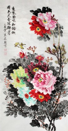 【已售】四尺富贵牡丹画《国色天香冠群芳》