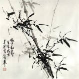 【已售】章昊然四尺斗方竹子画《风中劲节》