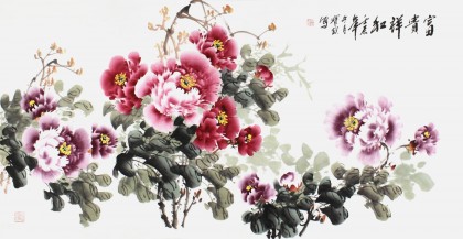 【已售】国家一级美术师宝钦四尺客厅牡丹画《富贵祥和》(询价)