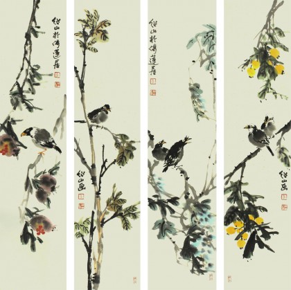李绍山四尺花鸟四条屏