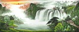 【已售】吴东小八尺聚宝盆山水画《旭日祥云》