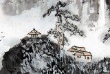 SK名家庾超然四尺国画山水《浮云随近远》