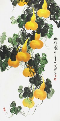 【已售】四尺风水葫芦画《福禄图》