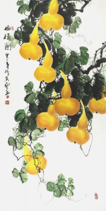 【已售】四尺国画吉祥葫芦《福禄图》