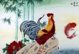 【已售】北京美协凌雪四尺雄鸡鲤鱼图《吉庆有余》