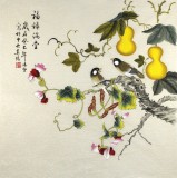 【已售】凌雪四尺斗方葫芦画《福禄满堂》