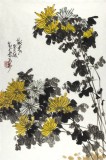 【已售】刘纪 四尺三开国画金菊《傲霜》 中国画大家 真迹收藏