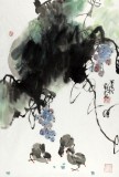 【已售】刘纪 四尺三开葡萄大鸡图《硕果吉祥》 中国画大家 真迹收藏