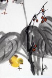刘纪 四尺三开精品《玉簪小鸡》 中国画大家 真迹收藏