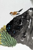 刘纪 三尺奇石水仙国画《鸣春图》 中国画大家 真迹收藏（询价）