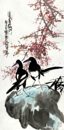 刘纪三尺精品喜鹊梅花图《双喜临门》