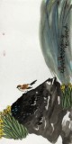 刘纪 三尺奇石水仙国画《鸣春图》 中国画大家 真迹收藏（询价）