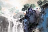 【已售】程冰石四尺斗方泼墨山水画《鸿运当头》