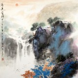 【已售】程冰石四尺斗方泼墨山水画《鸿运当头》