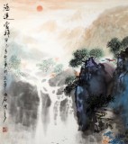 【已售】程冰石四尺斗方泼墨山水画《鸿运当头》