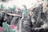 【已售】程冰石六尺国画山水《山静泉鸣桃花笑》