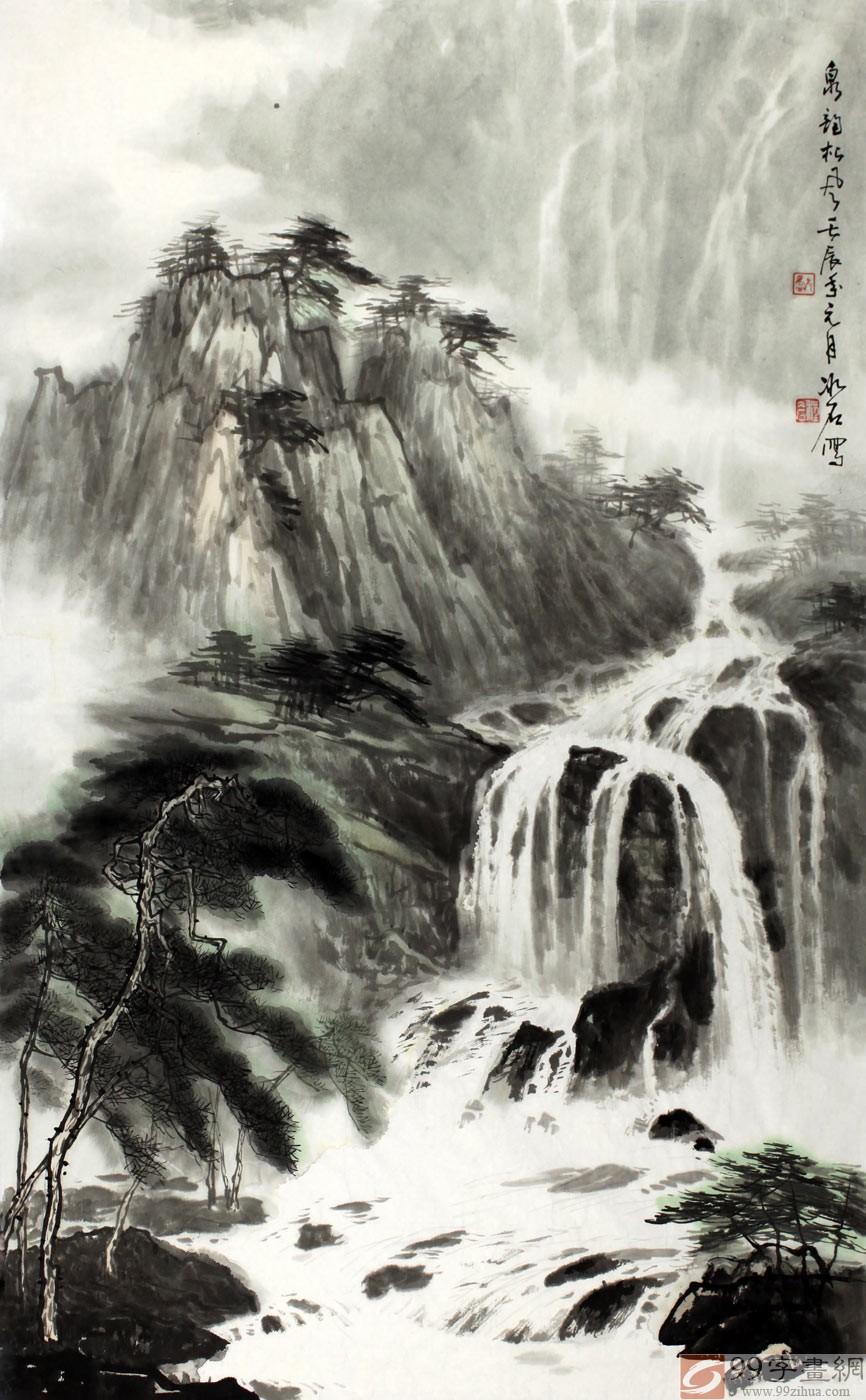 【已售】山水画协会副主席程冰石三尺《泉韵松风》