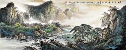 【已售】张慧仁小六尺山水国画《山色空濛雨亦奇》