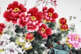 SK著名花鸟画家曲逸之六尺富贵平安牡丹画