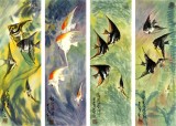 刘纪 小尺寸四条屏《大海生涯》 中国画大家 真迹收藏