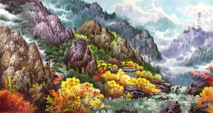【已售】四尺精品朝鲜画《金刚山之秋》