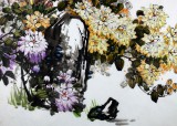 朝鲜一级画家花鸟画《晚秋》