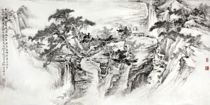 名家孔方四尺精品山水画《中岁颇好道 晚家南山陲》(询价)