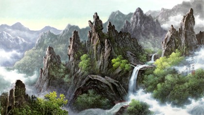 四尺名山大川朝鲜画《金刚峡谷》
