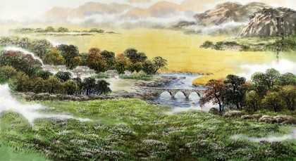 【已售】朝鲜一级艺术家 金凤华 作品《丰年的故乡》