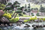 SK朝鲜一级画家 金元 作品《夏天的山谷》