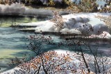 【已售】朝鲜一级艺术家 李广 作品《江畔冬日》