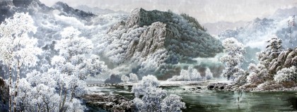 【已售】小八尺精品朝鲜国画《雪景》