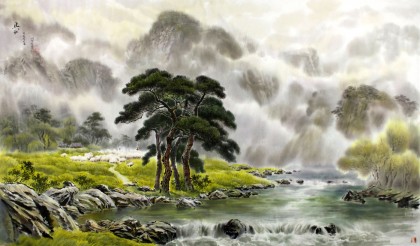SKSD朝鲜一级艺术家 金永光 国画《故乡》