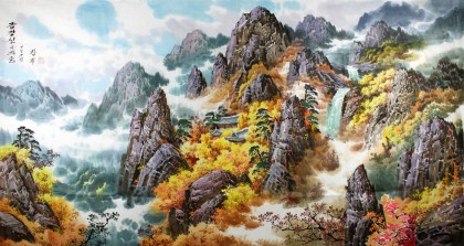 【已售】六尺朝鲜山水画《金刚山之秋》