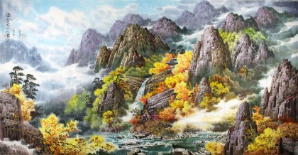 六尺朝鲜山水画《金刚山之秋》