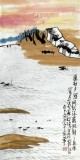 【已售】刘纪 三尺精品山水画《渔村夕照》 中国画大家 真迹收藏