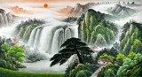 【已售】吴东六尺聚宝盆风景画《源远流长》