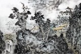 【已售】名家庾超然四尺斗方水墨山水画《山居图》