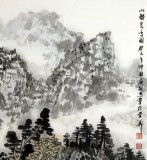 【已售】名家庾超然四尺斗方国画山水《山静泉鸣图》