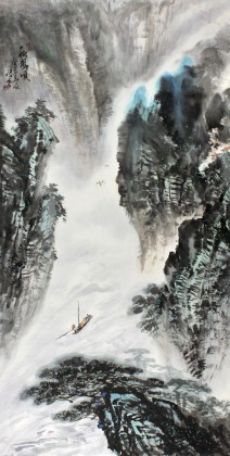 【已售】著名画家王凌云四尺山水画《一帆风顺》