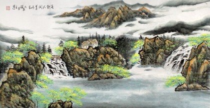 【已售】徐来选四尺山水画《春到人间草木知》