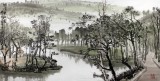 【已售】黄奇松四尺山水画《烟溪垂钓图》