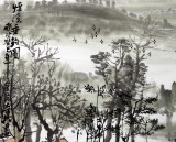 【已售】黄奇松四尺山水画《烟溪垂钓图》