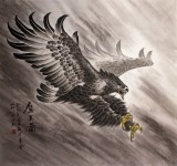 办公室鹰击图国画- 雄鹰展翅图- 99字画网