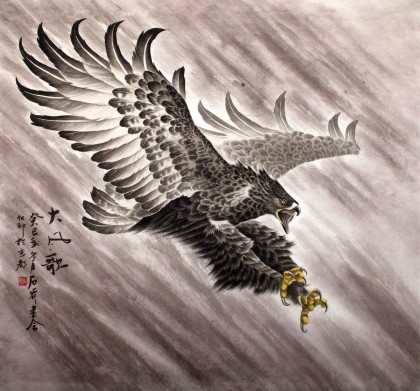 【已售】葛化帅六尺斗方雄鹰图《大风歌》