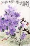 【已售】刘纪四尺三开紫菊图《杞菊延年》