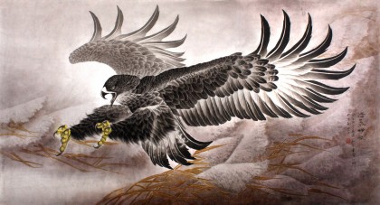 葛化帅六尺雄鹰图《浩气横秋》