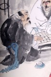 【已售】河南美协董书林四尺下棋图《棋趣图》